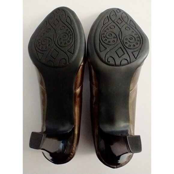 Air Supply Monroe Dress Shoes Pump Bronze Peep Toe Slip On Comfort System - 7.5M - Picture 9 of 12